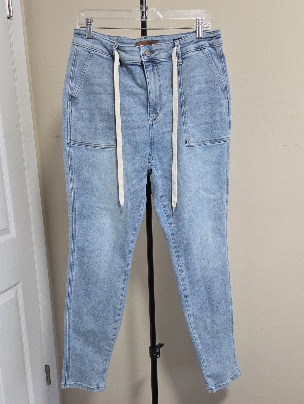 Judy Blue Light Wash Drawstring Boyfriend Jeans